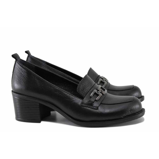 Анатомични дамски обувки на среден ток, естествена кожа, олекотени, ежедневни / ТЯ 61-12 черен