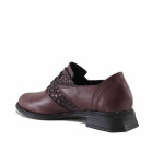 Анатомични български обувки, естествена кожа, асиметричен ток, атрактивен принт / НЛ 377 Arizona-6 бордо леопард