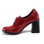 Анатомични български обувки, висок ток, естествена кожа-лак, дамски, леки / НЛ 384-23653 червен лак