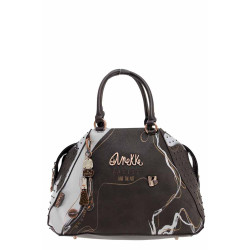 Дамска чанта с капак и три напълно независими отделения, дълга регулируема дръжка, дизайн придаващ уникалност на всяка една чанта / Anekke 37781-228