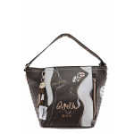 Вдъхновяваща дамска чанта, допълнителна дълга дръжка, метални декоративни елементи в предната част / Anekke 37781-284