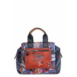 Дамска чанта в констрастни цветове, комбинация от къси и дълги дръжки, метални елементи в предната част / Anekke 37811-192