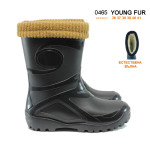 Гумени юношески ботуши, водоустойчиви, чорап от естествена вълна, еластично ходило / Demar 0466 черен