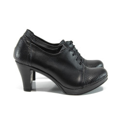 Анатомични български дамски обувки от естествена кожа НЛМ 185-6843 черен | Дамски обувки на висок ток 