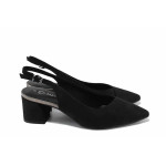 Анатомични дамски обувки, еко-велур, среден ток, класически / Marco Tozzi 2-29602-42 черен
