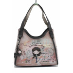 Дамска чанта носеща летен привкус, къси дръжки, цип и магнитни копчета / Anekke 38822-203 розов