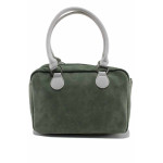 Немска дамска чанта, еко-кожа, практично разпределение, дълга дръжка / Rieker 1523-52 зелен