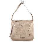 Ежедневна дамска чанта с бродиран дизайн / Anekke 38762-136 бежов