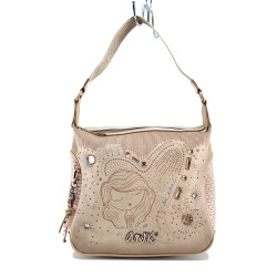 Ежедневна дамска чанта с бродиран дизайн / Anekke 38762-136 бежов