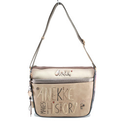 Дамска чанта с дълга дръжка, метален ключодържател / Anekke 38713-050 бежов