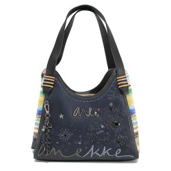 Данска чанта, вдъхновена от космоса, атрактивен бродиран дизайн / Anekke 38752-203 черен