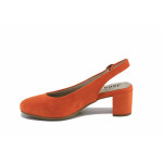 Анатомични дамски сандали, еко-велур, среден ток, за широко стъпало, FLEX система / Jana 8-29460-42 оранж