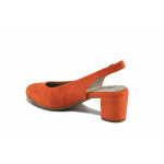 Анатомични дамски сандали, еко-велур, среден ток, за широко стъпало, FLEX система / Jana 8-29460-42 оранж