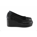 Анатомични дамски обувки на платформа, естествена кожа, български, леки / НЛ 300-22861 черен леопард