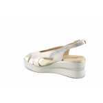 Дамски сандали на платформа, естествена кожа, меки стелки / Pitillos 5613 златен