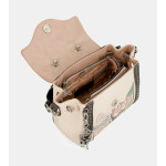 Кокетна дамска чанта, еко-кожа, малка, ръчна, бродеря, мъниста / Anekke 38843-412 бежов