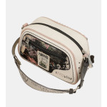Обемна дамска чанта, регулируема дръжка за рамо, шарени бродерии и апликации / Anekke 38843-410 бял