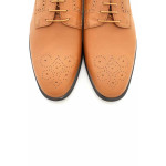 Български мъжки обувки, естествена кожа, перфорация / МН Lewis св.кафявN