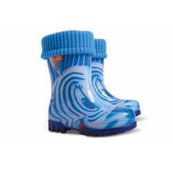 Детски ботуши с топъл свалящ се чорап Demar 0039 синя зебра 28/35 | Гумени ботуши 