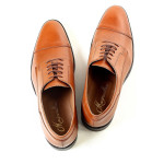 Мъжки обувки, естествена кожа, официални, изчистени, заострени / МН Dylan св.кафяв