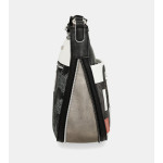 Дамска чанта, дълга дръжка, еко-кожа, цип за разширяване, геометрични фигури / Anekke 38863-138 бял-черен