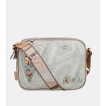 Средна дамска чанта за през рамо, ключодържател, декоративна перфорация, послание / Anekke 38723-188 син