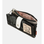 Меко дамско портмоне, еко-кожа, ефектна бродерия, RFID защита, двуцветно / Anekke 38869-907 бял-черен