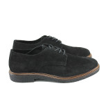 Мъжки ежедневни обувки от естествен велур, лепено и шито термокаучуково ходило / Marco Tozzi 2-13203-43 черен