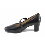 Немски дамски обувки, висок ток, естествена кожа, ANTISHOKK система, каишка / Caprice 9-22401-43 черен