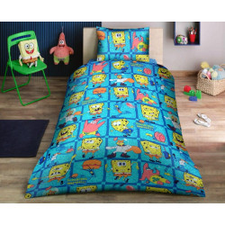 Ранфорс детско спално бельо Sponge Bob синьо
