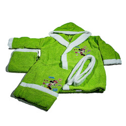 Комплект бебешки халат и хавлия ЩАМПА зелено