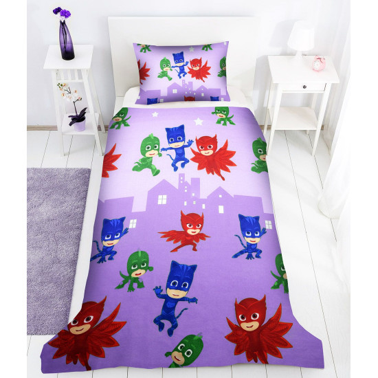 Детско спално бельо PJ Masks в лилаво