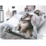 Спално бельо 3D 1+1 - Wolf & Puppy