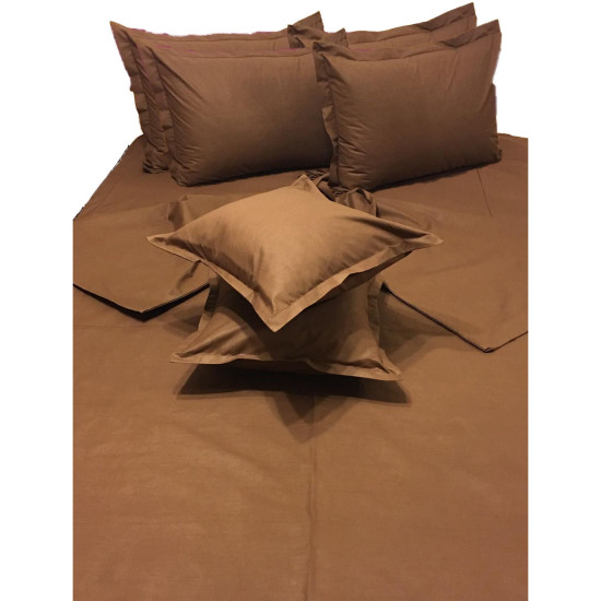 Колоритно спално бельо ранфорс Шоколад - Кафяво