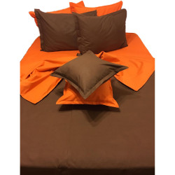 Колоритно спално бельо ранфорс Оранжево и Кафяво