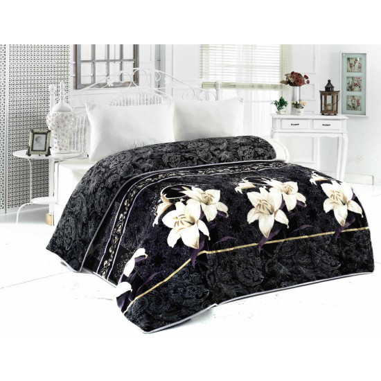 Поларена завивка , одеяло , шалте 3в1 Black Orchid