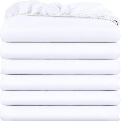 6бр памучни чаршафи с ластик в бяло