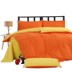 Сатенирано спално бельо Жълто Оранжево