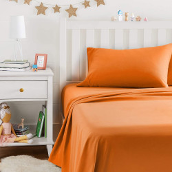 Единично спално бельо ранфорс оранжево
