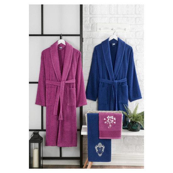 Комплект халати с кърпи Циклама и Синьо