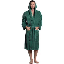 Хавлиен халат с качулка тъмно зелено