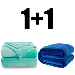 2 броя пухкаво одеяло ХИТ 150/210 в синьо и аква