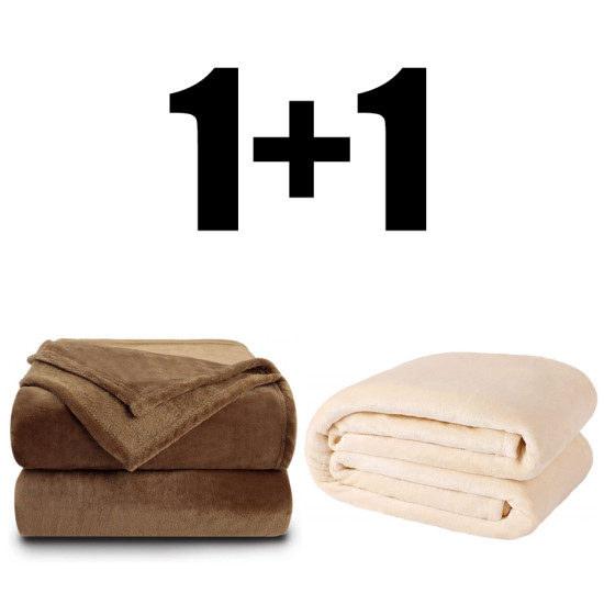 2 броя пухкаво одеяло ХИТ 150/210 в бежово и кафяво