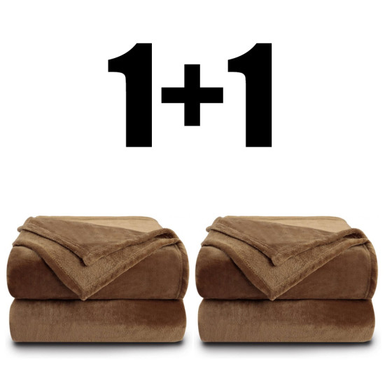 2 броя пухкаво одеяло ХИТ 150/210 в кафяво
