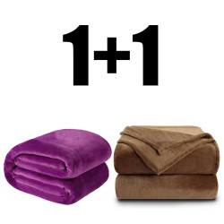 2 броя пухкаво одеяло ХИТ 150/210 в кафяво и лилаво