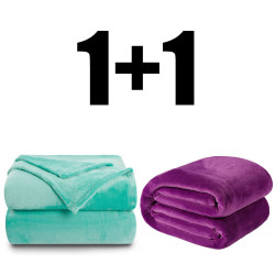 2 броя пухкаво одеяло ХИТ 150/210 в лилаво и аква
