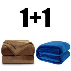 2 броя пухкаво одеяло ХИТ 200/210 в синьо и кафяво