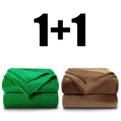2 броя пухкаво одеяло ХИТ 200/210 в кафяво и зелено