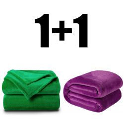 2 броя пухкаво одеяло ХИТ 200/210 в лилаво и зелено