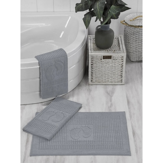 Хавлиено килимче кърпа с крачета сиво